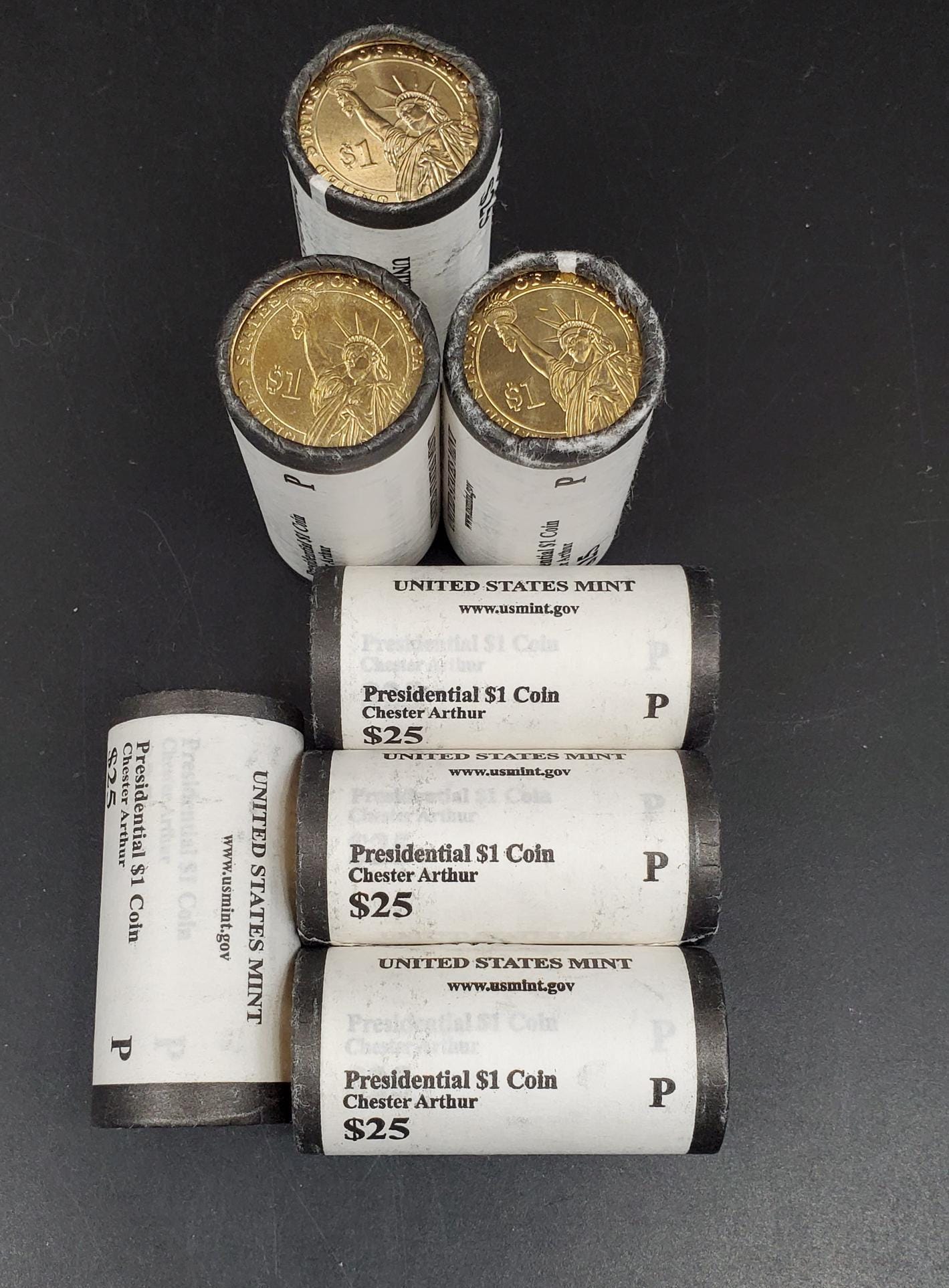 2012 P Chester Arthur Presidential Dollar US Mint Roll of 25 Coins Uncirculated Unopened HEAD or TAIL
