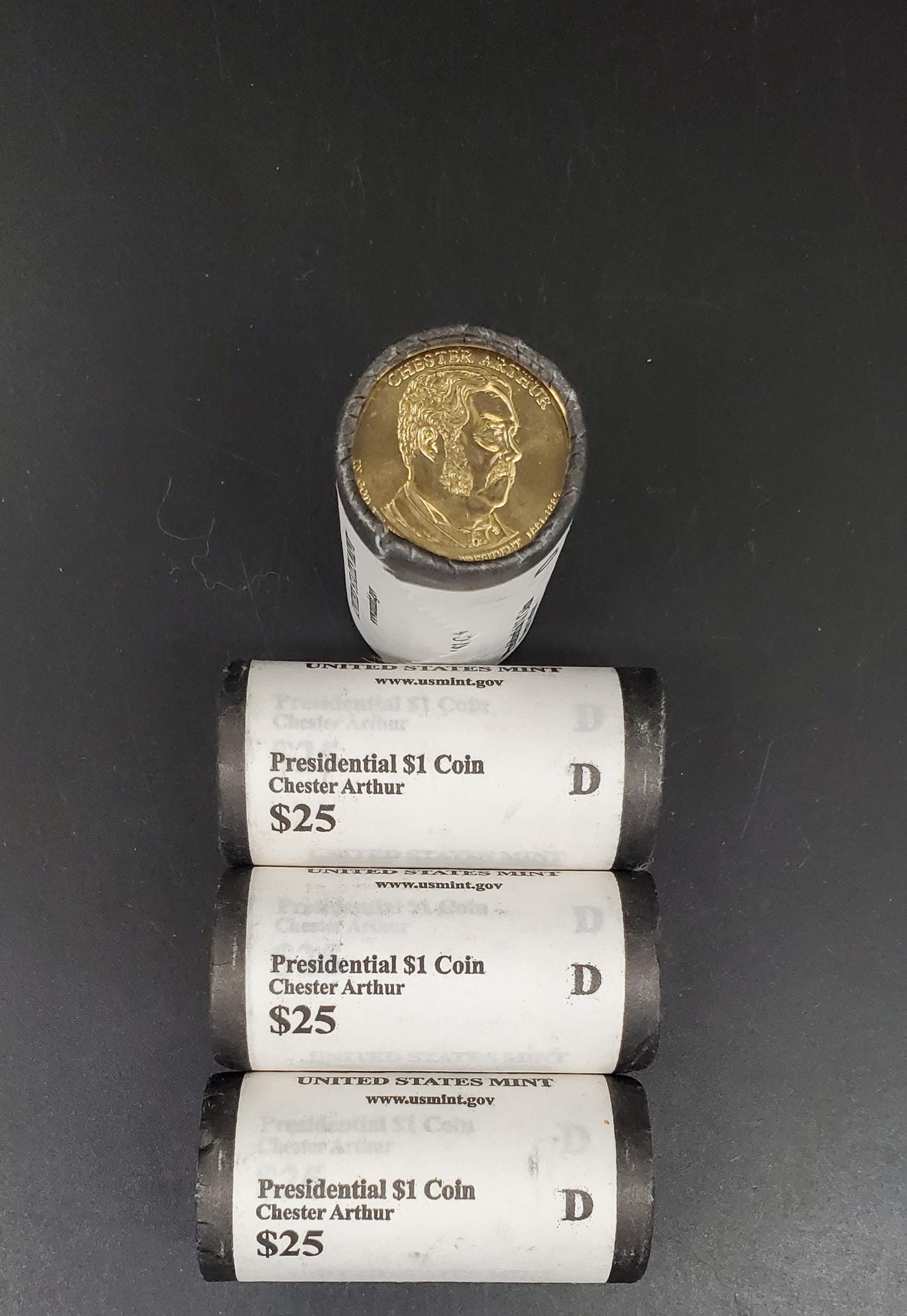 2012 D Chester Arthur Presidential Dollar US Mint Roll of 25 Coins Uncirculated Unopened HEAD or TAIL