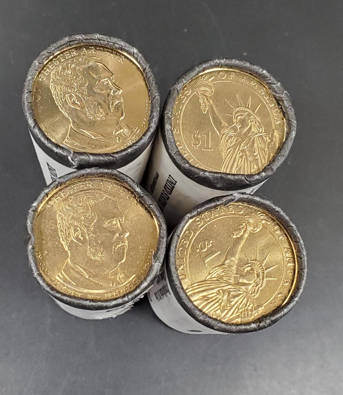 2012 D Chester Arthur Presidential Dollar US Mint Roll of 25 Coins Uncirculated Unopened HEAD or TAIL
