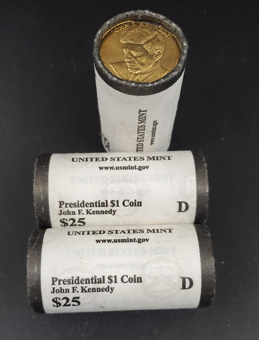 2015 D John F Kennedy Presidential Dollar US Mint Roll of 25 Coins Uncirculated Unopened HEAD or TAIL