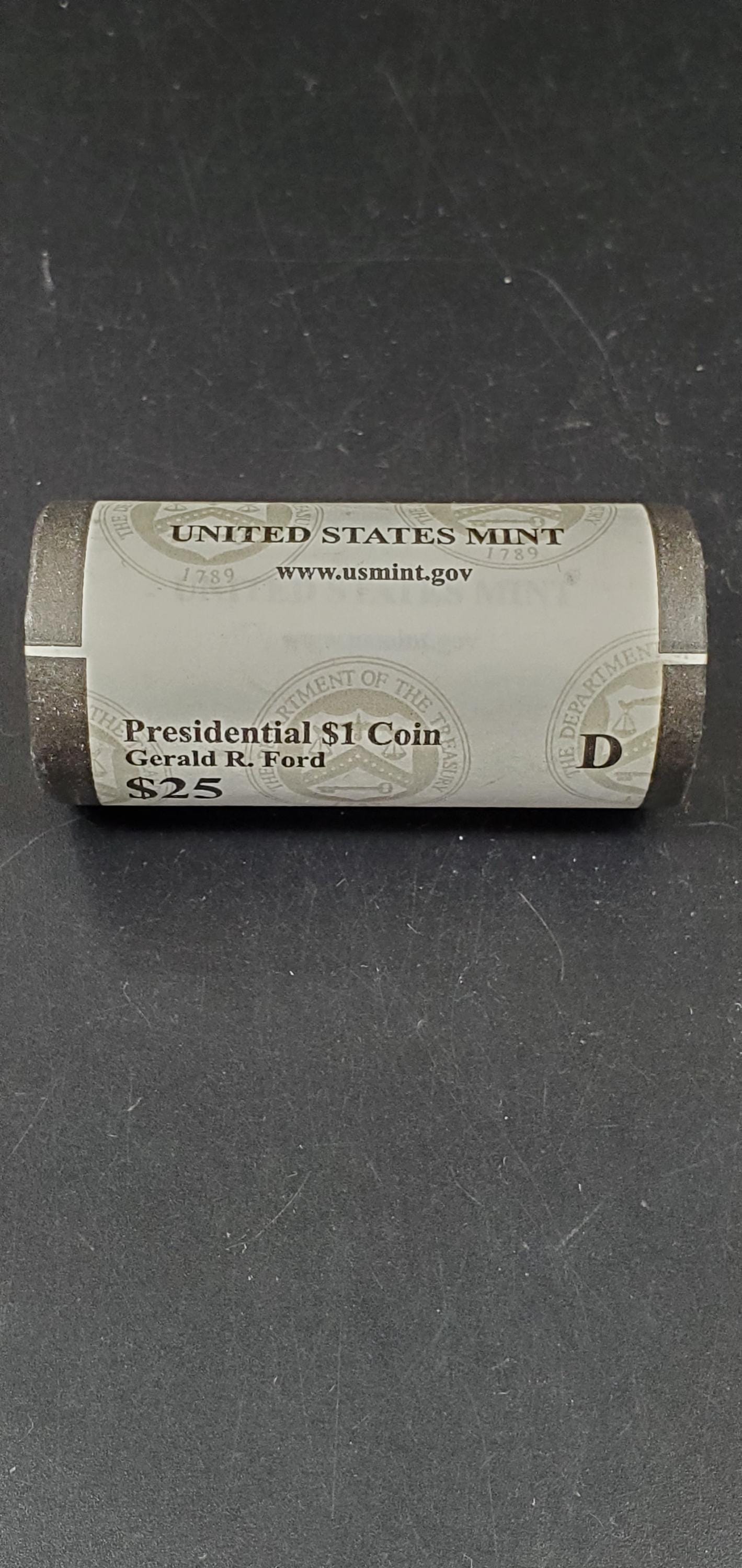 2016 D Gerald R. Ford Presidential Dollar US Mint Roll of 25 Coins Uncirculated Unopened HEAD or TAIL