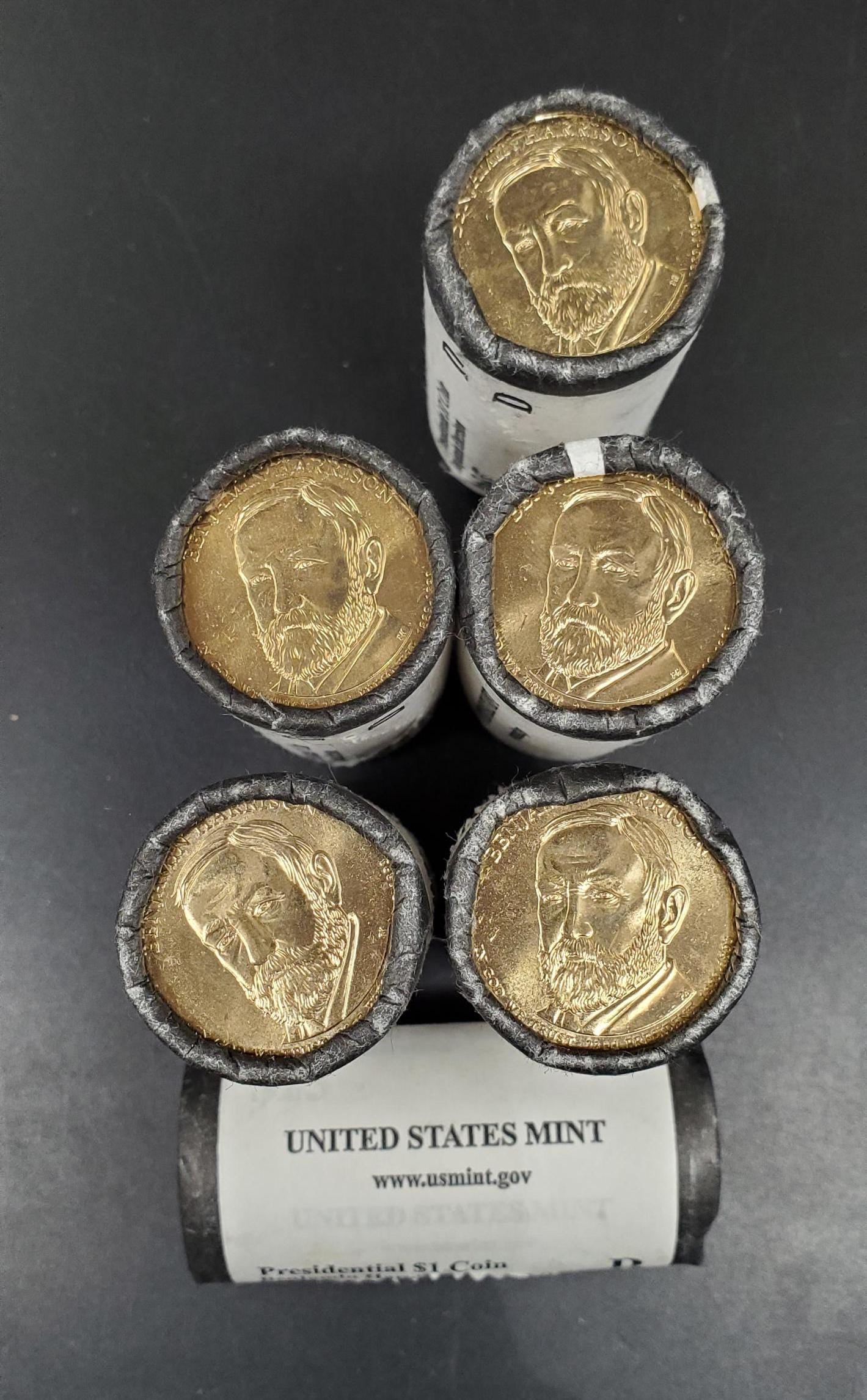 2012 D Benjamin Harrison Presidential Dollar US Mint Roll of 25 Coins Uncirculated Unopened (head or Tail)