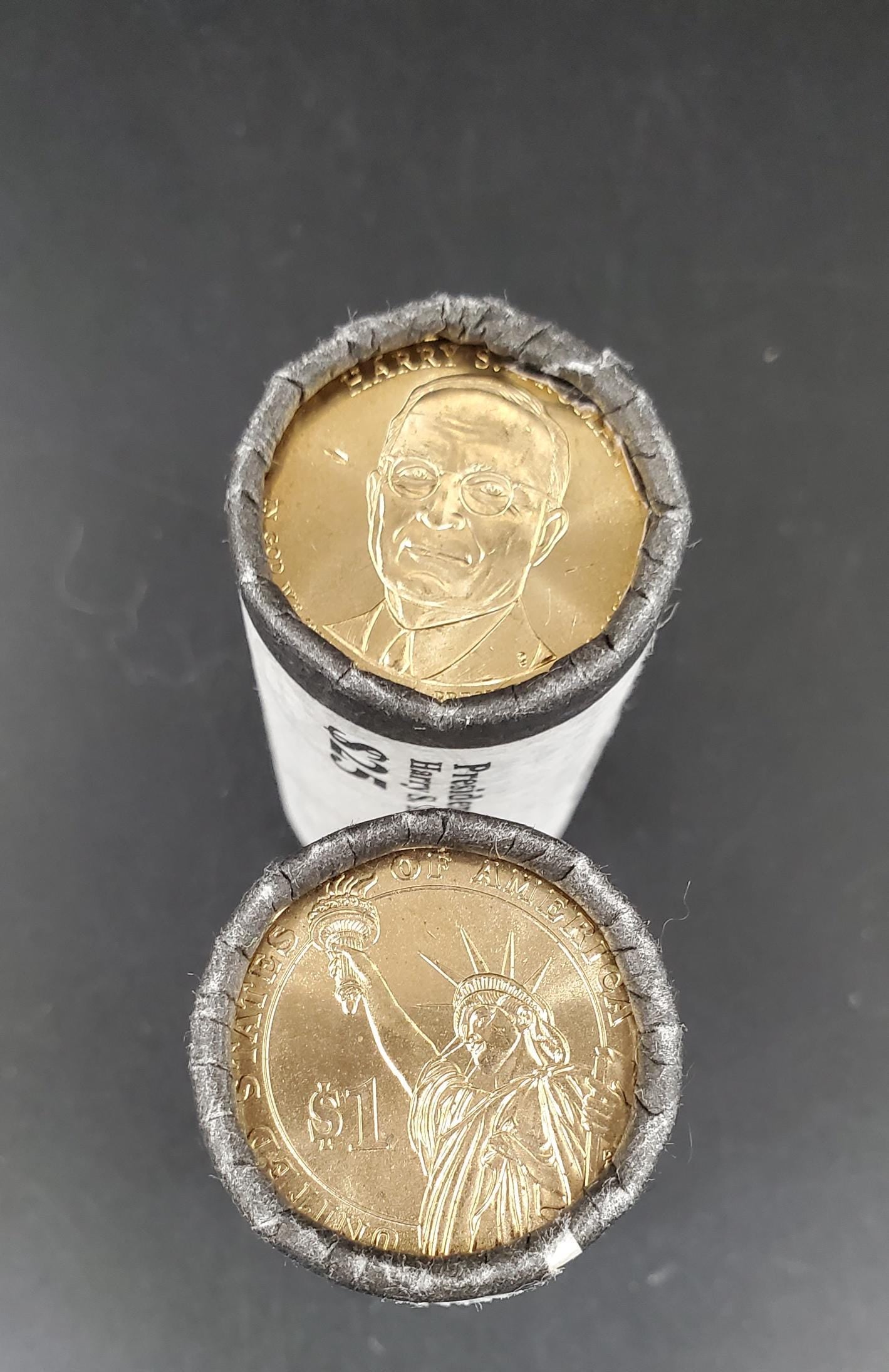 2015 D Harry S Truman Presidential Dollar US Mint Roll of 25 Coins Uncirculated Unopened HEAD or TAIL