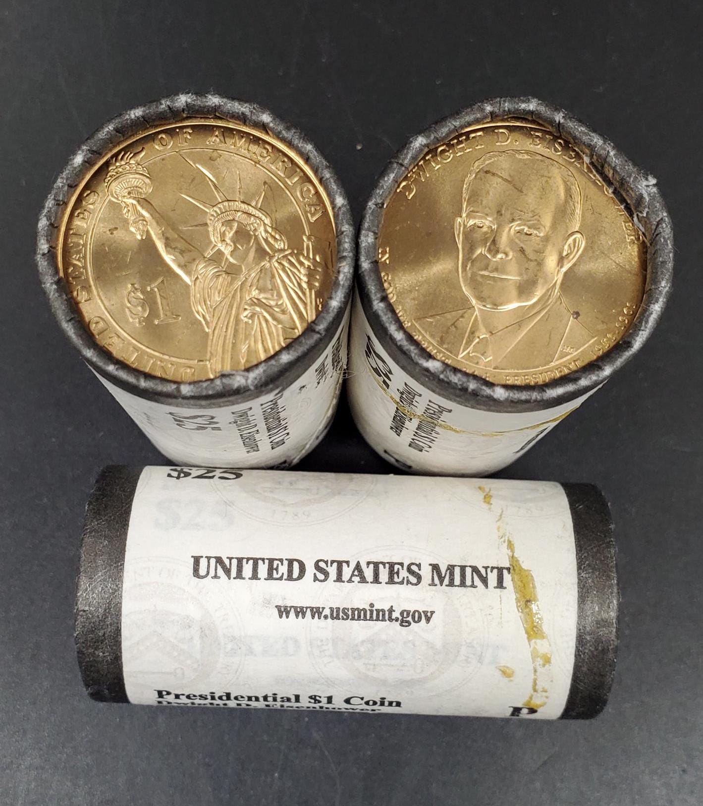 2015 P Dwight Eisenhower Presidential Dollar US Mint Roll of 25 Coins Uncirculated Unopened (Head or Tail)