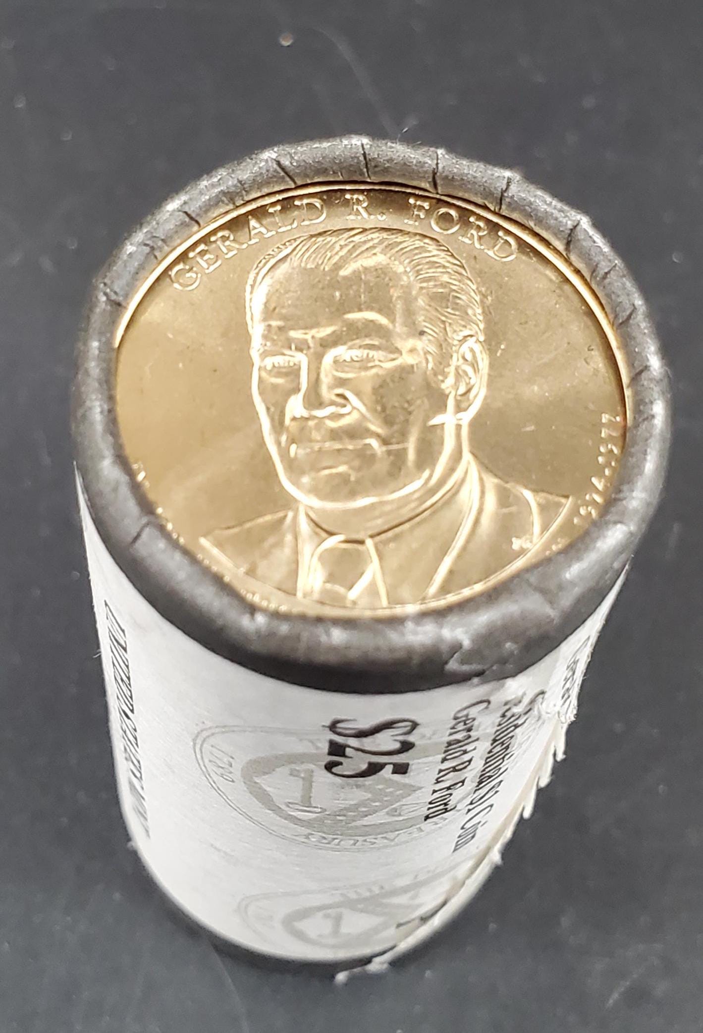 2016 P Gerald R. Ford Presidential Dollar US Mint Roll of 25 Coins Uncirculated Unopened HEAD or TAIL