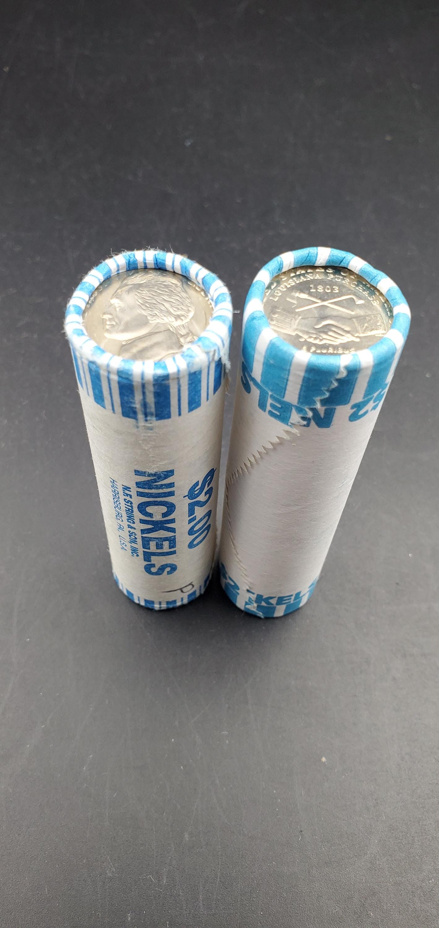 2 Rolls 2004 P and D Jefferson Nickel Peace Handshake 80 coins BU Bank Wrap Roll (head or Tail)