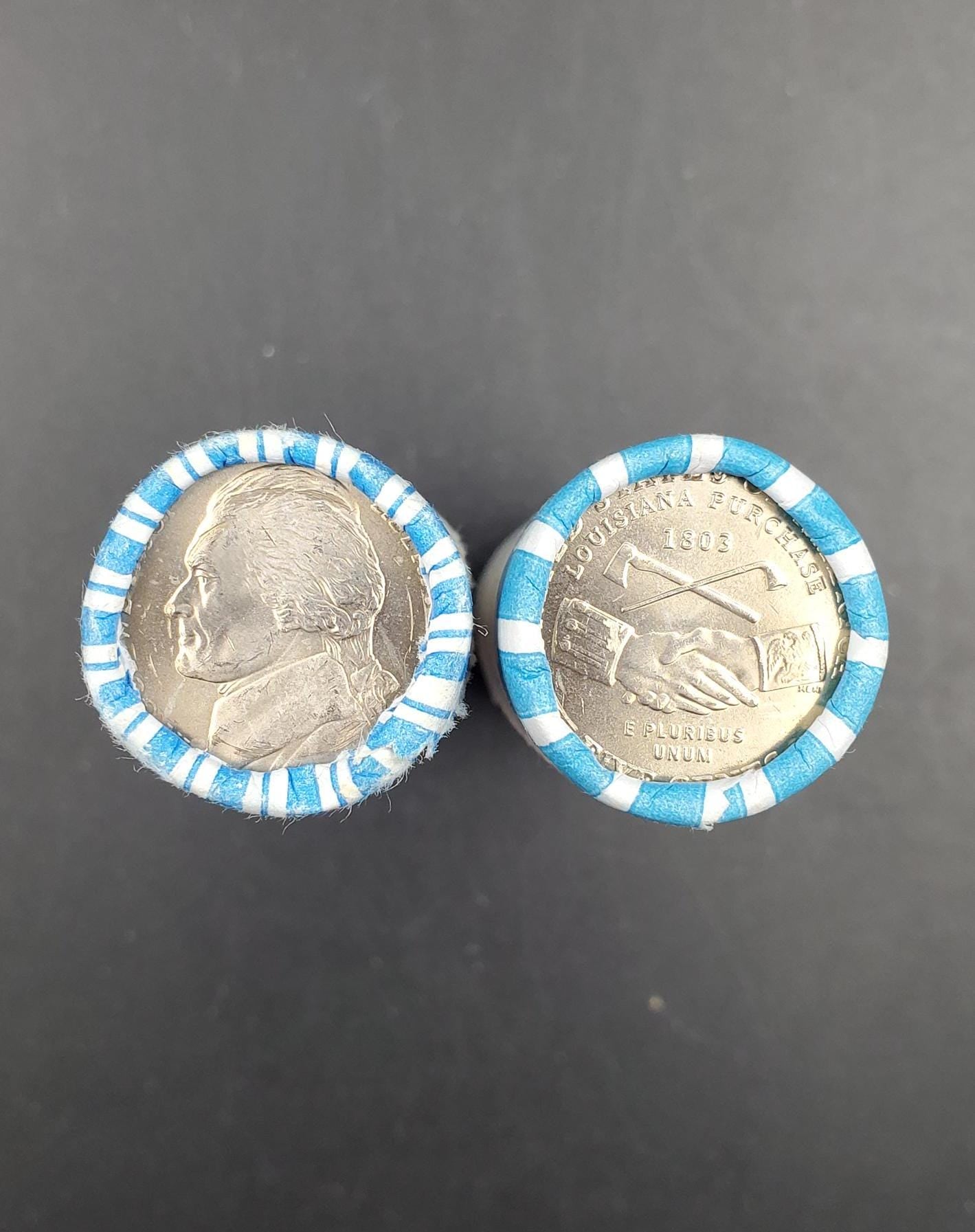 2 Rolls 2004 P and D Jefferson Nickel Peace Handshake 80 coins BU Bank Wrap Roll (head or Tail)