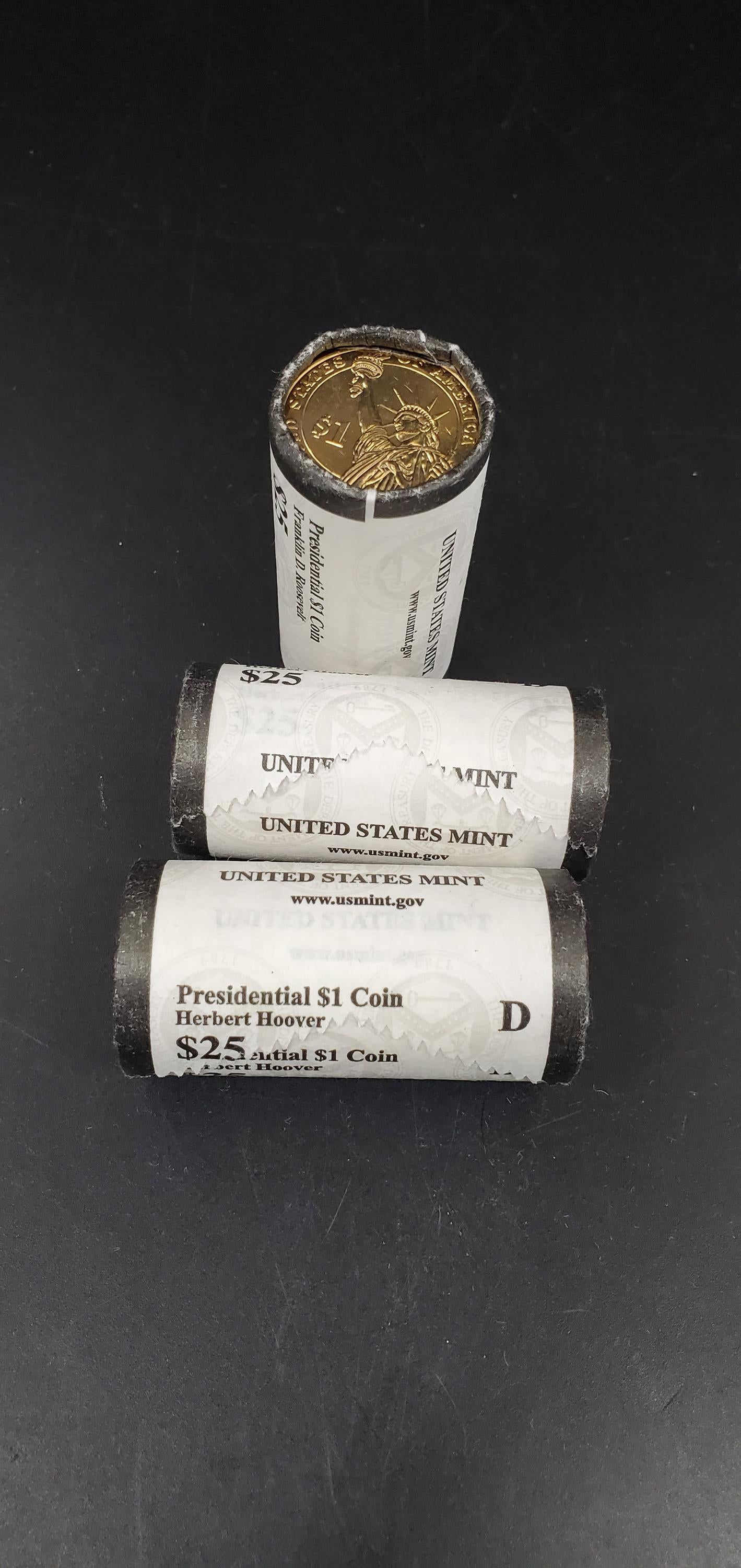 2014 D Herbert Hoover Presidential Dollar US Mint Roll of 25 Coins Uncirculated Unopened HEAD or TAIL