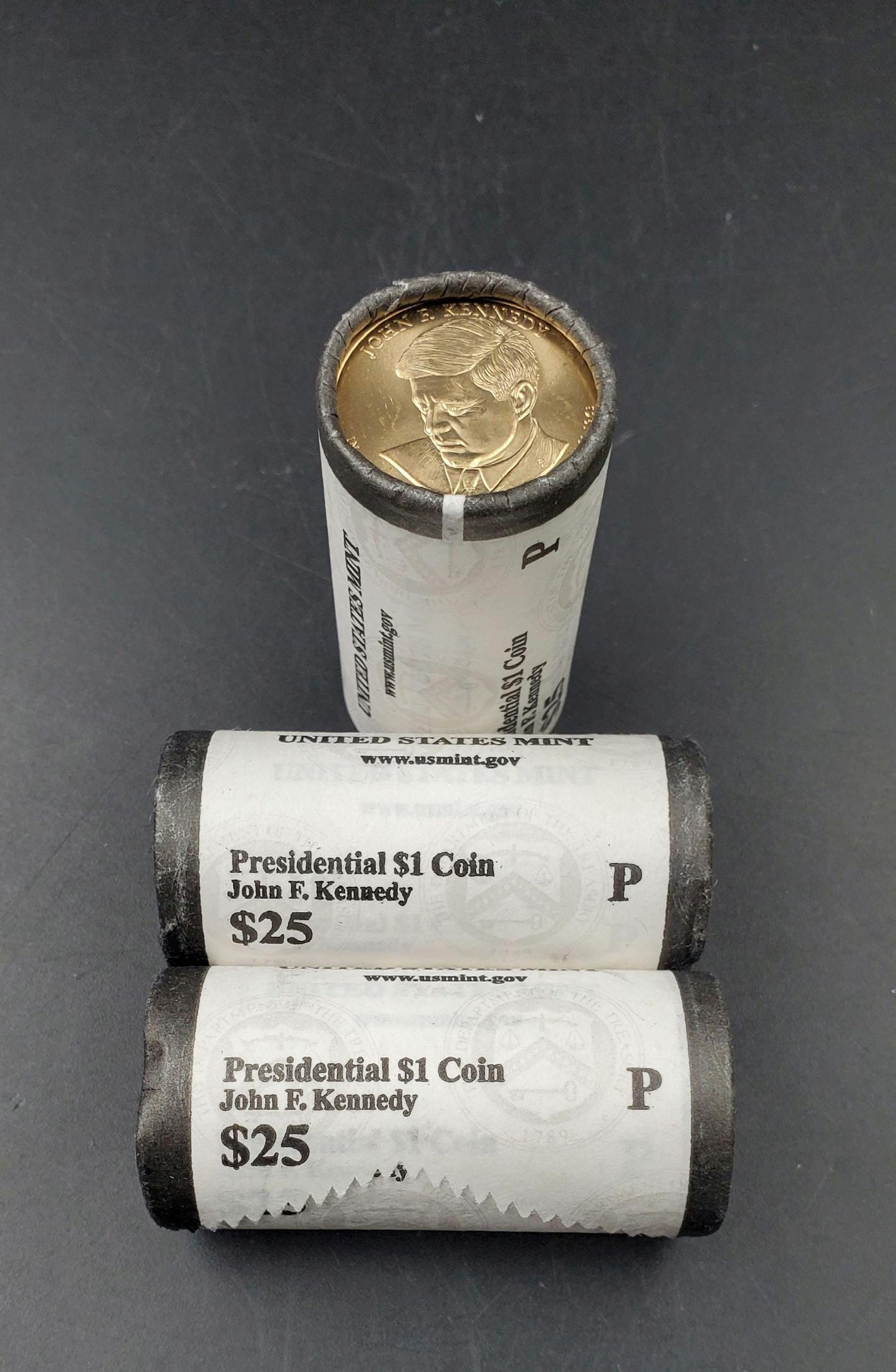 2015 P John F Kennedy Presidential Dollar US Mint Roll of 25 Coins Uncirculated Unopened HEAD or TAIL