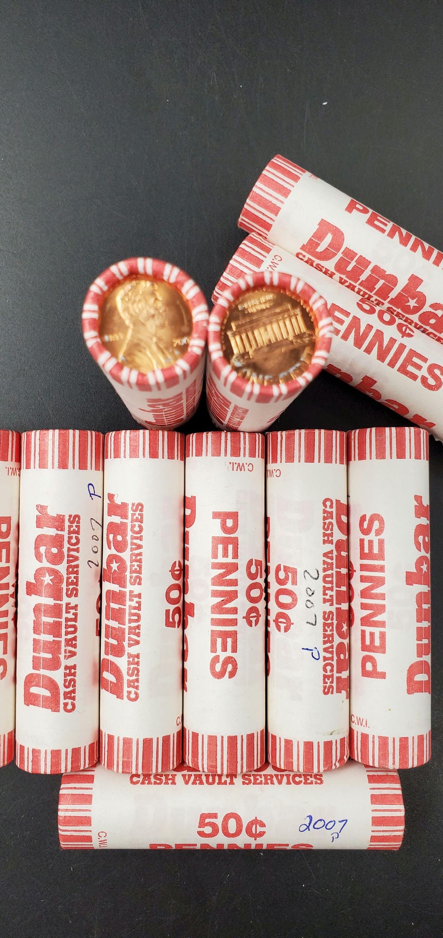 1 Unopened 2007 P Lincoln Memorial Cent Penny BU in Bank Wrap Uncirculated 50 Coins (Tail or Head) roll