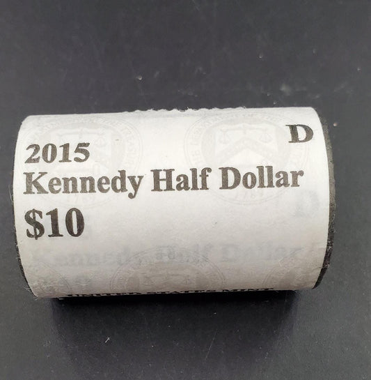 2015 D 20 coin Kennedy 50c Half Dollar Clad Coin OBW US Mint Roll Wrap BU Unc