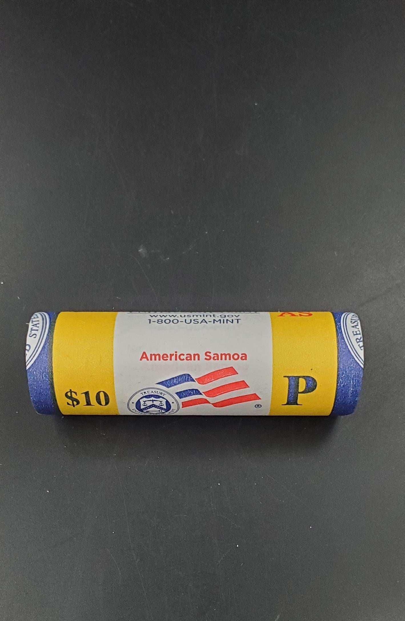 1 Unopened US Mint Wrapper Uncirculated Roll 2009 P American Samoa US Territory State Quarters 40 coins
