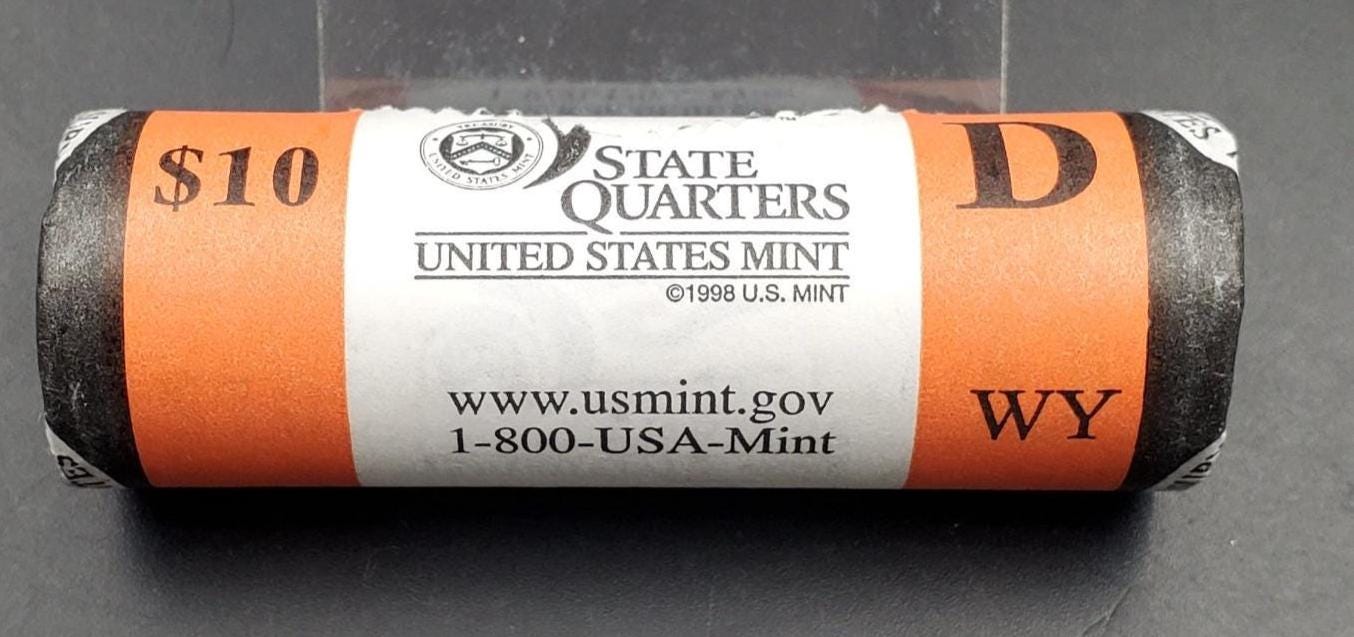 1 Unopened US Mint Uncirculated Roll 2007 D Wyoming Statehood Quarters OBW 40 coins