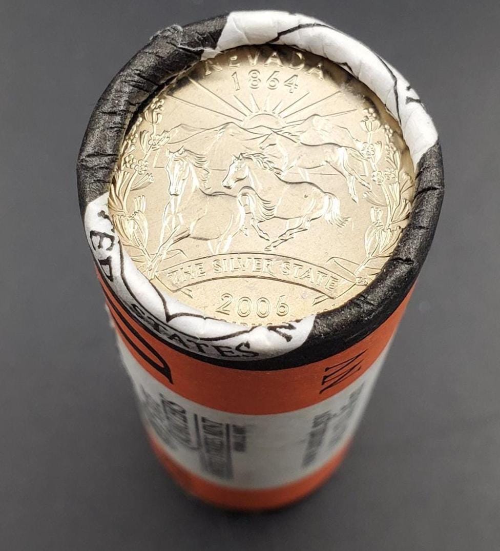 1 Unopened US Mint Uncirculated Roll 2006 D Nevada Statehood Quarters OBW 40 coins