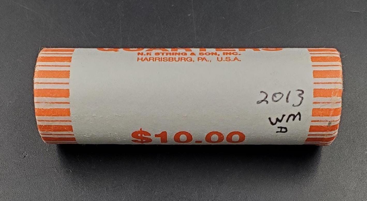 1 Unopened Bank Uncirculated Roll 2013 D White Mountain Park (NH) " America the Beautiful " Quarters OBW