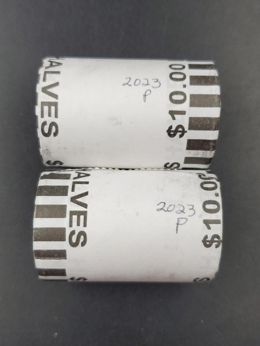 1 Unopened 2023 P 20-coin Kennedy 50c Half Dollar Clad Coin OWB Bank Roll (Head or Tail)