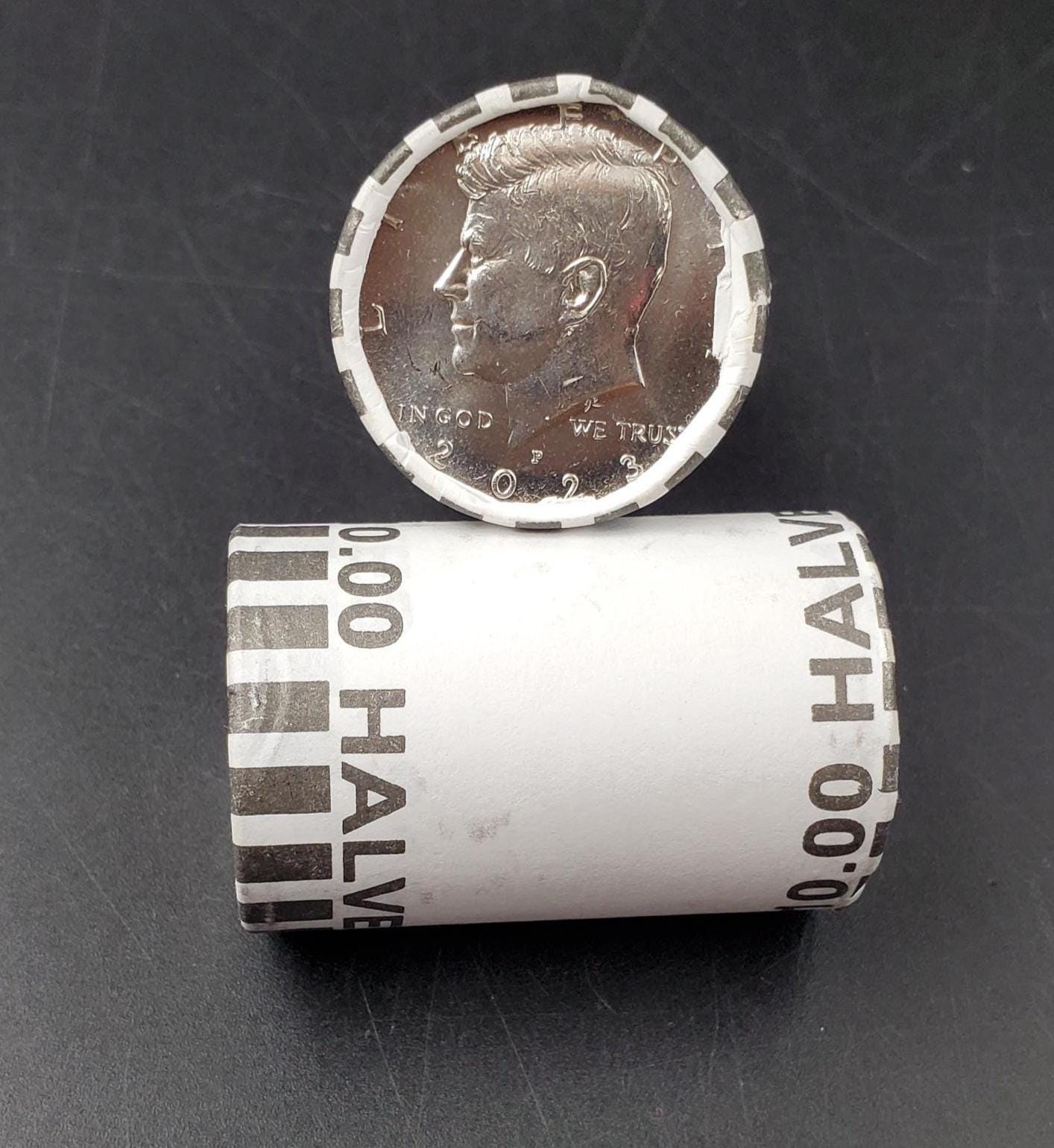 1 Unopened 2023 P 20-coin Kennedy 50c Half Dollar Clad Coin OWB Bank Roll (Head or Tail)