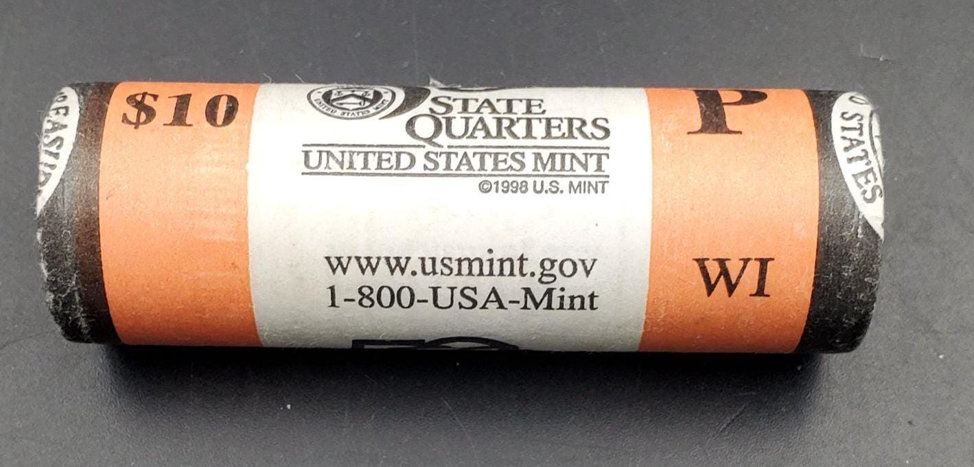 1 Unopened US Mint Uncirculated Roll 2004 P Wisconsin Statehood Quarters OBW 40 coins