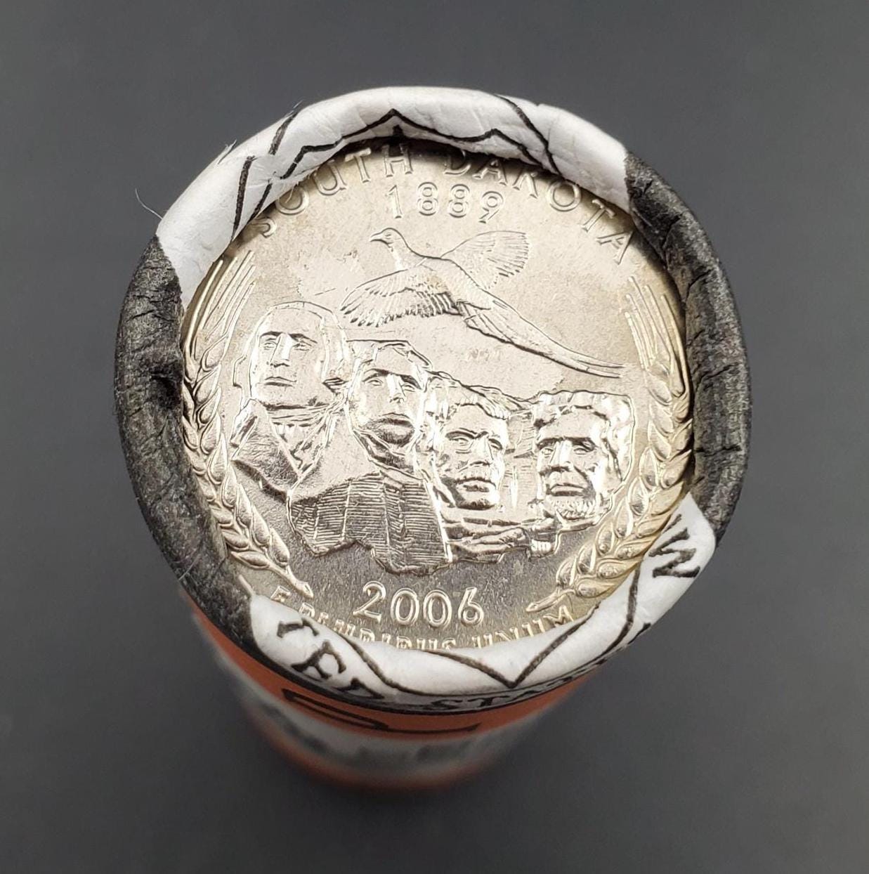 1 Unopened US Mint Uncirculated Roll 2006 P South Dakota Statehood Quarters OBW 40 coins