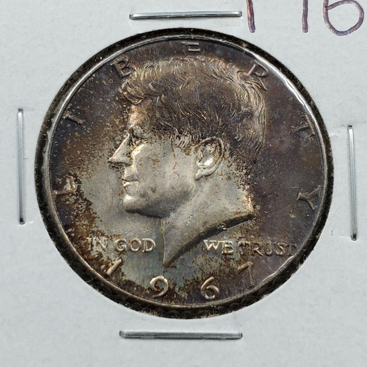 1967 P Kennedy 40% Silver Half Dollar Coin Choice BU Unc NiceToning Toner