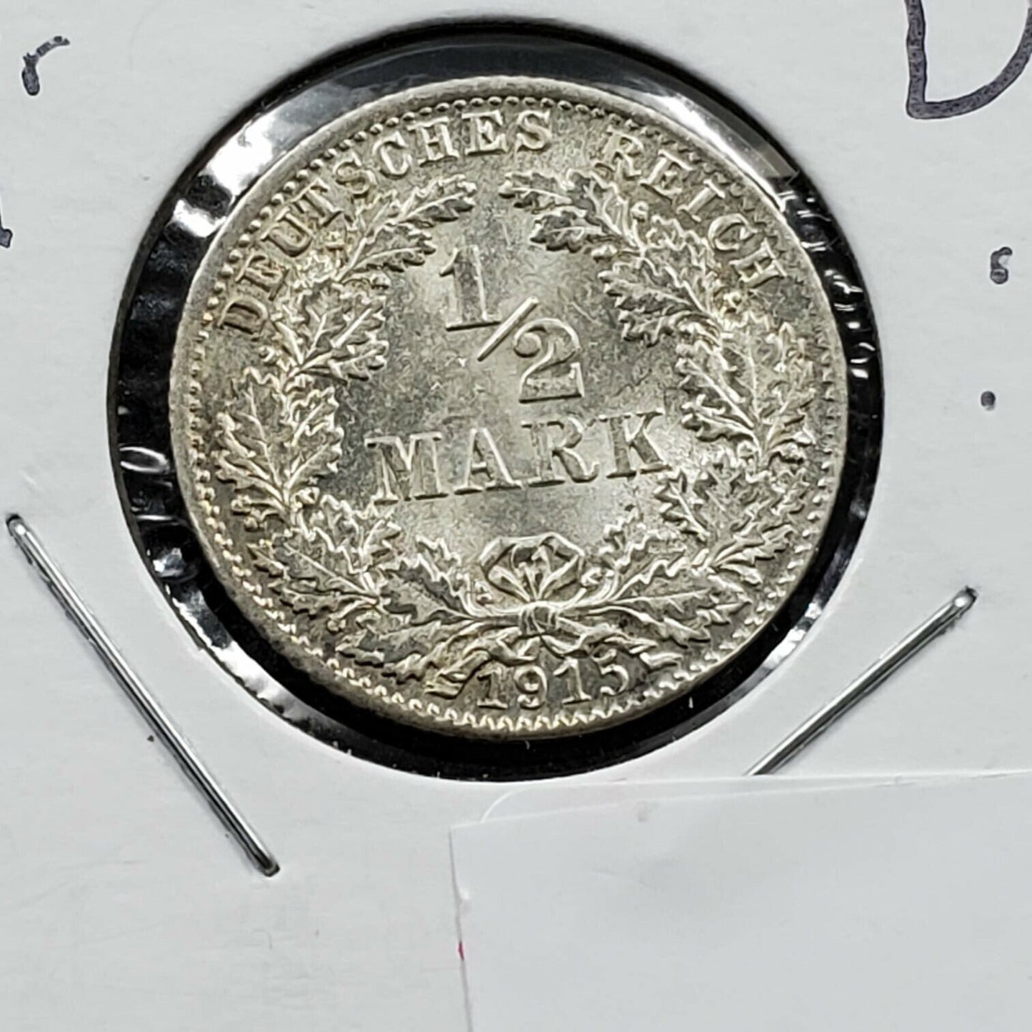 1915 D Reich Germany  1/2 Mark Silver Coin Gem BU Uncirculated