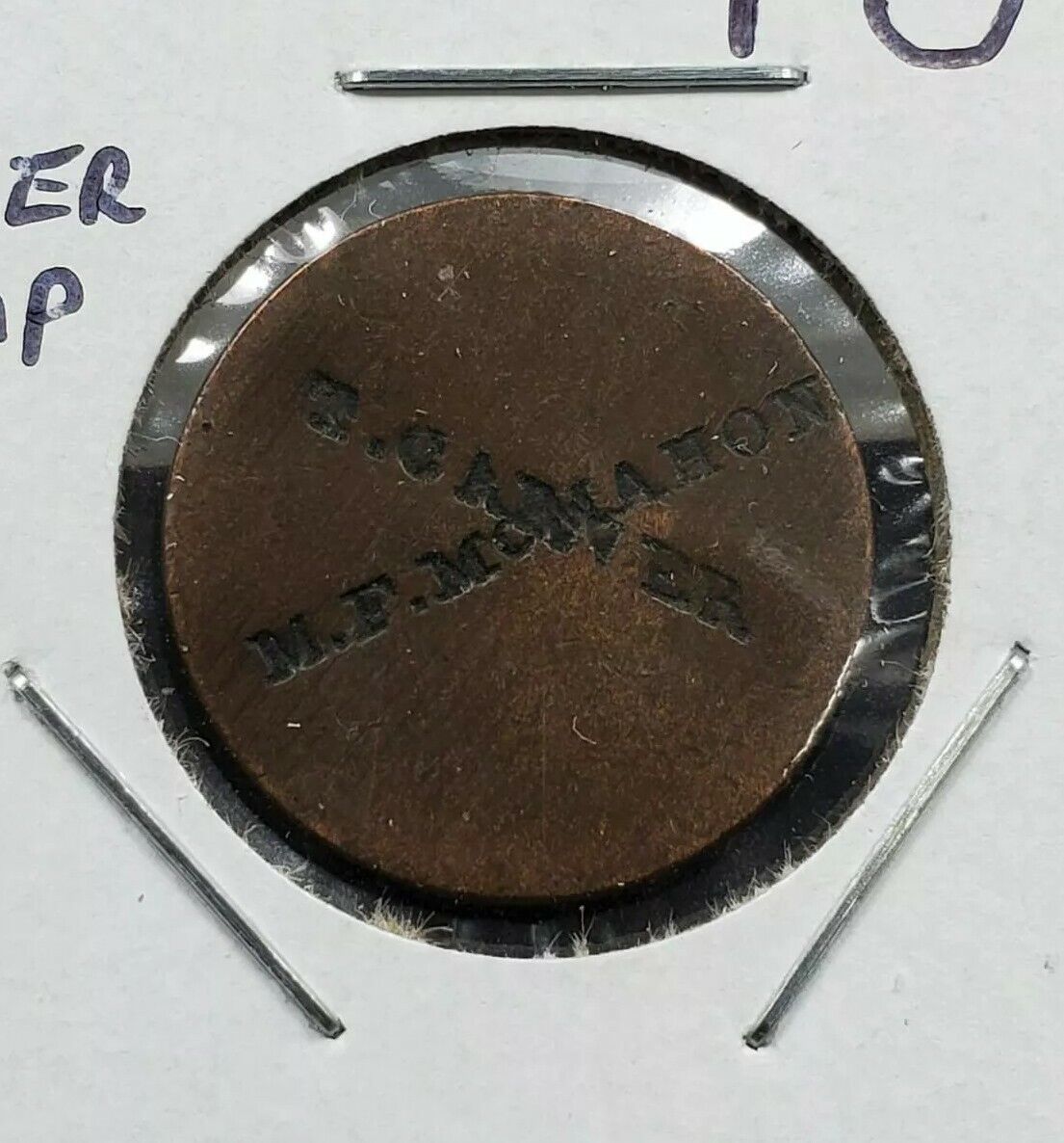 1874 Indian Cent Penny Coin T Carver M.F McMahon CounterStamped Counter Stamp