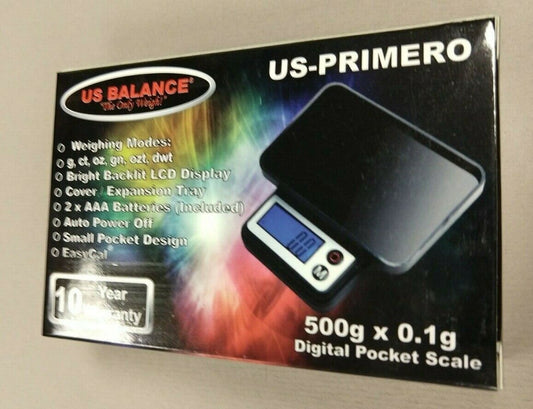 US BALANCE PRIMERO 500G X 0.1G DIGITAL COIN JEWELRY PORTABLE SCALE NEW