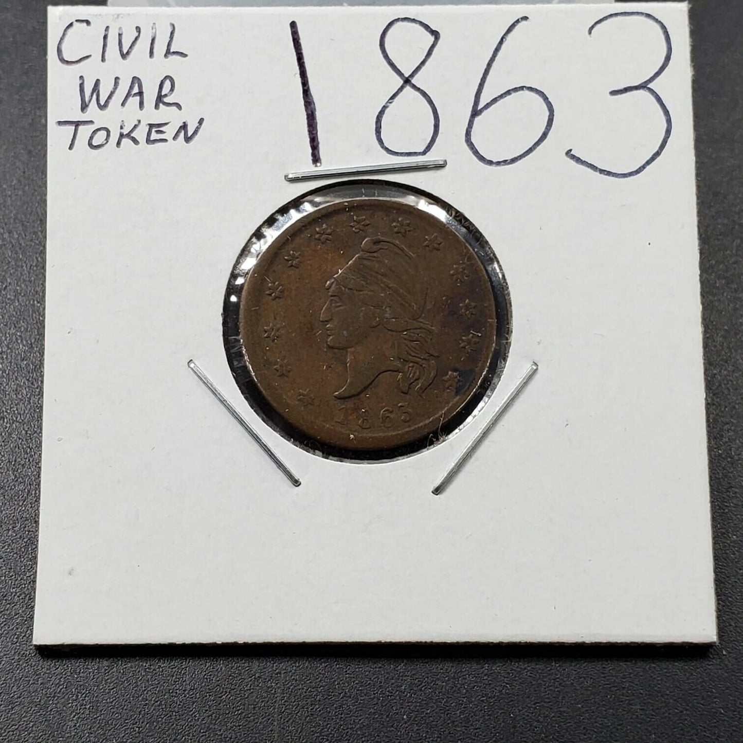1863 Liberty Head Union Civil War Token One Cent For Tribute AVG Circulated F/VF