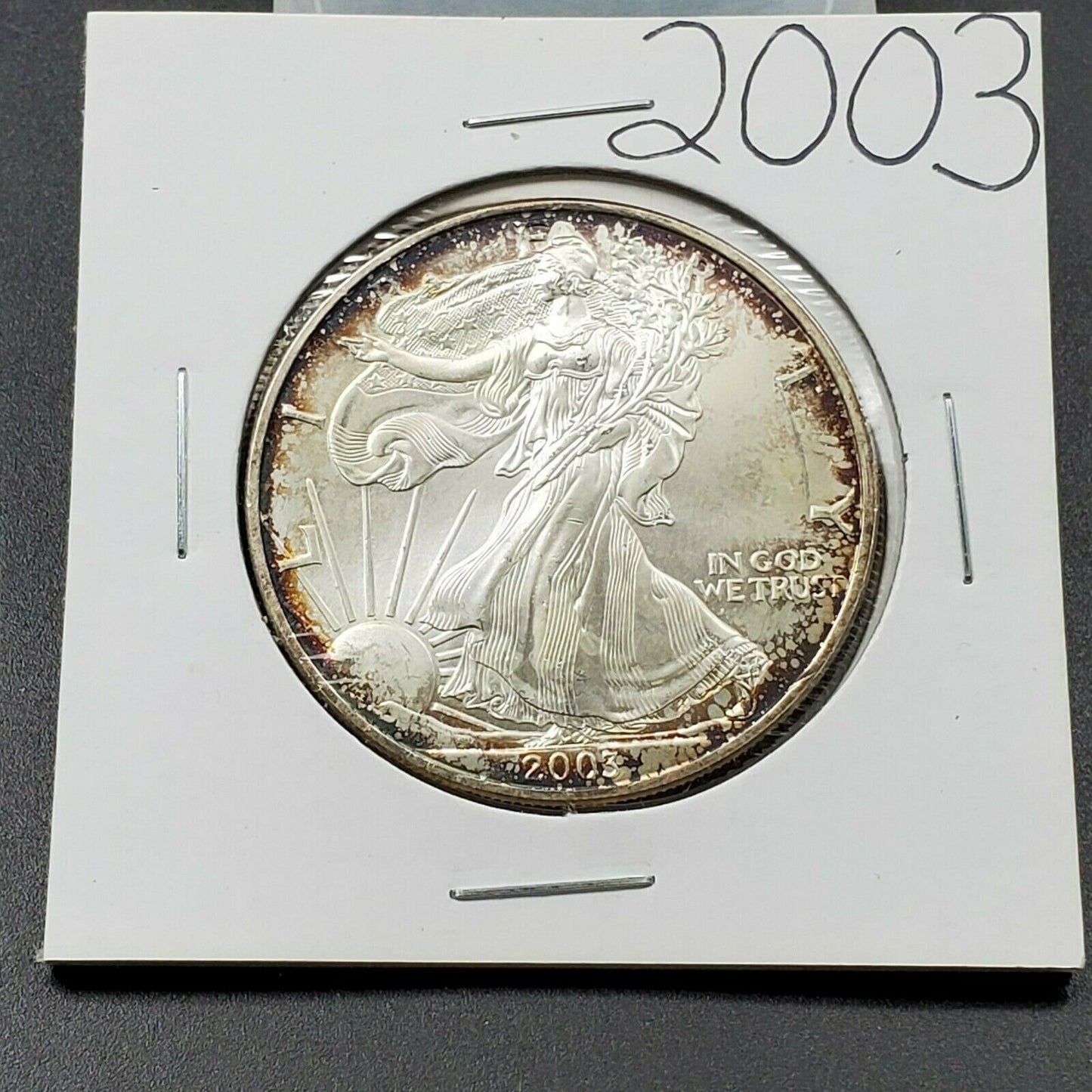 2003 1 OZ American Silver Eagle GEM BU Uncirculated Neat Toning Toner .999