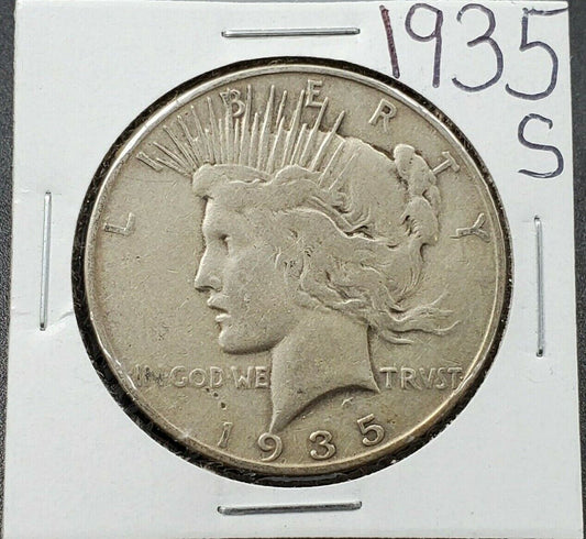 1935 S Peace 90% Silver Eagle Dollar Coin Fine Details Reverse Scratch Nice OBV