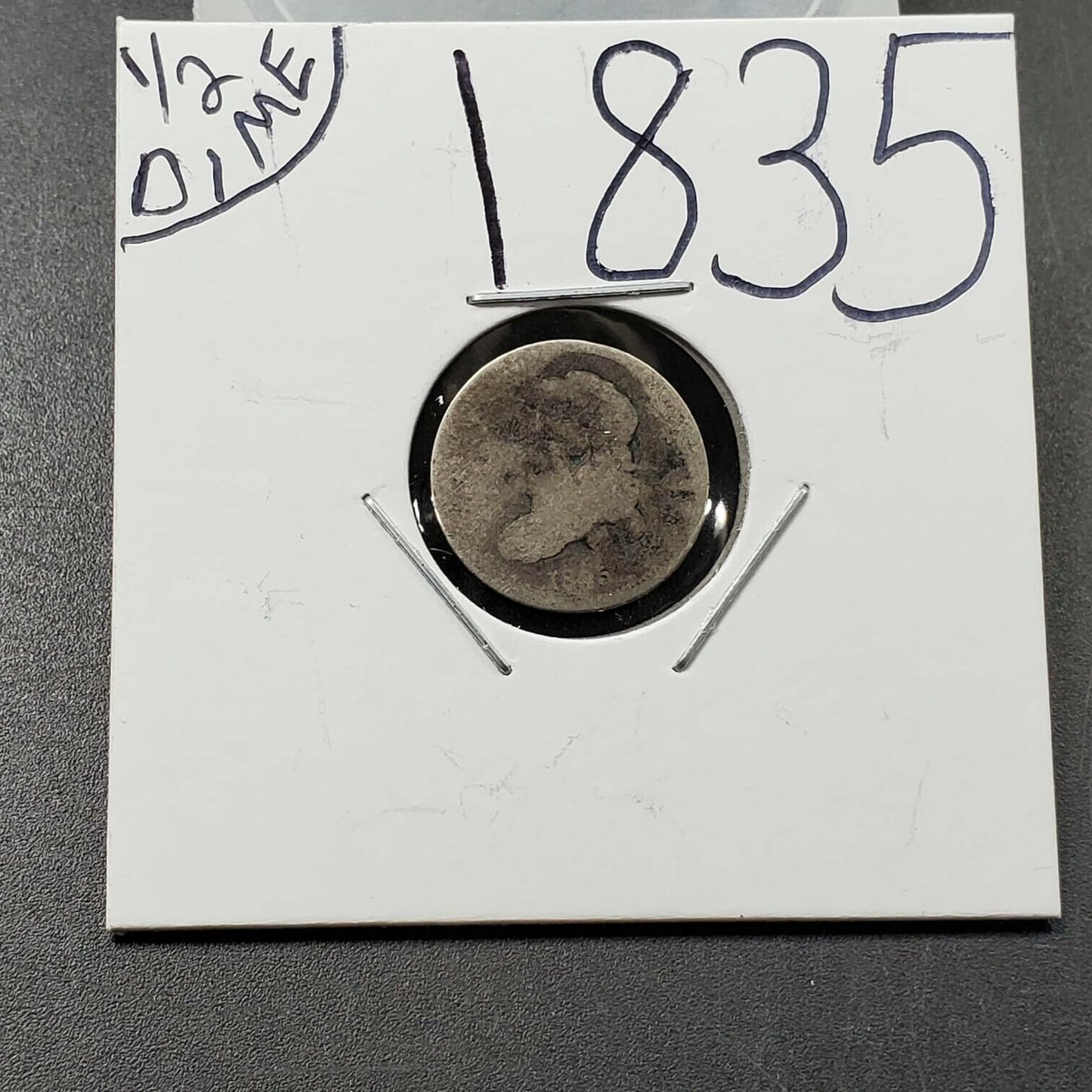 1835 Capped Bust Head Half Dime Coin Fair / Poor Condition very circulated