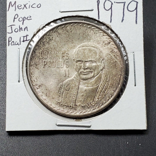 1979 Mexico Silver Medal Visit of Pope John Paul II Puebla Enero Choice BU UNC 2