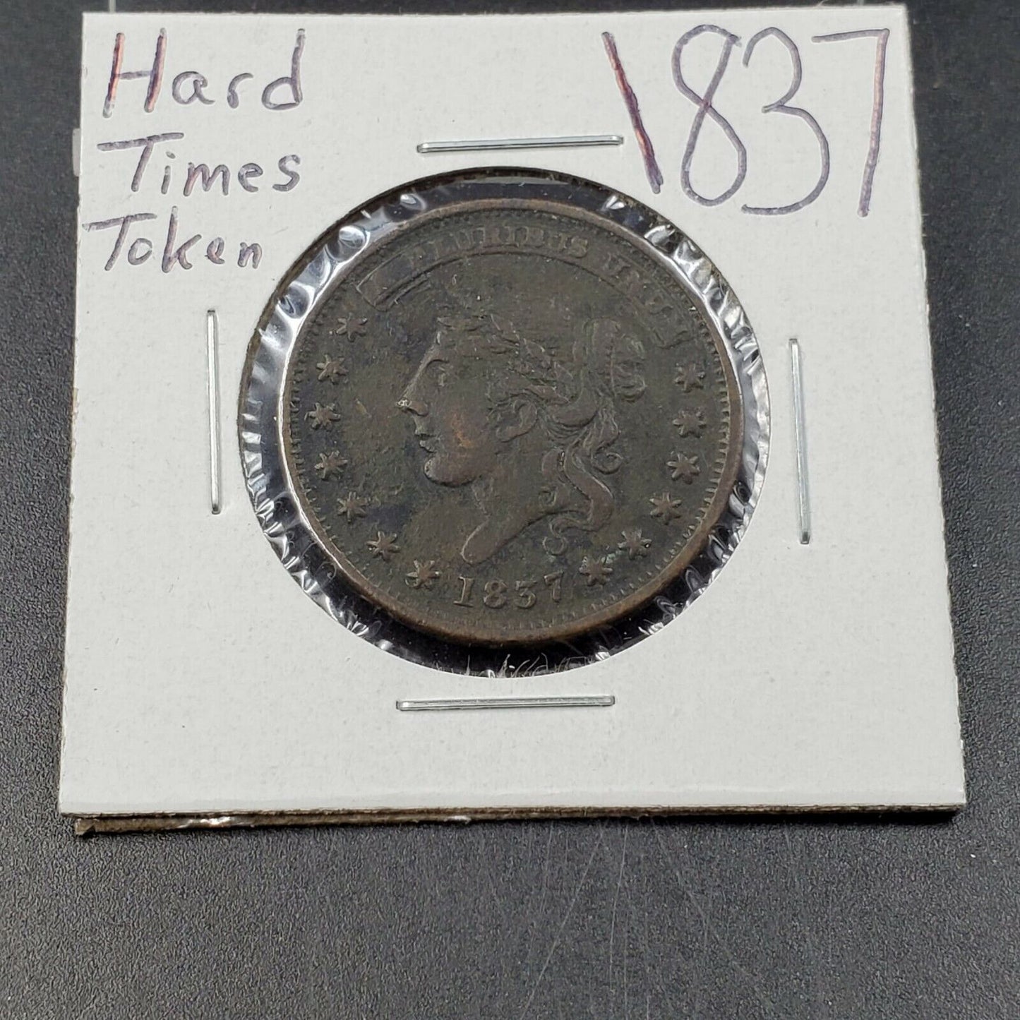 1837 Hard Times Token Not One Cent Low-28 HT-42 20903 Millions for Defence CIRC