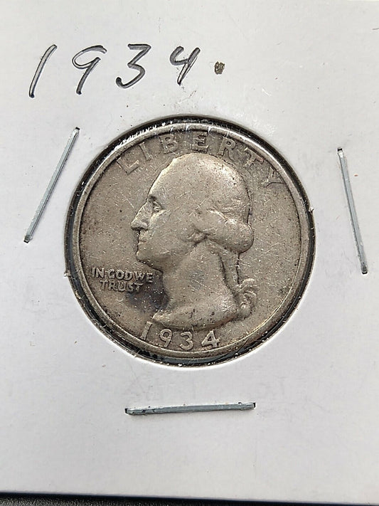 1934 P Washington Silver Quarter Coin Medium Motto Circulated