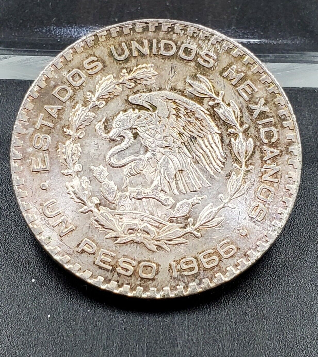 1966 Mo UN 1 Peso Coin PQ BU Uncirculated Mexico Some Toning