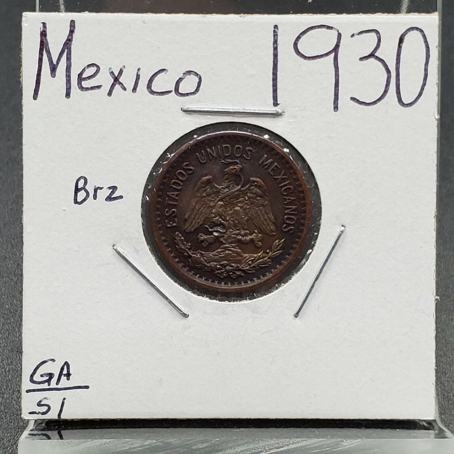 1930 Mexico 1c One Centavo Centavos Coin CHOICE AU ABOUT UNC BROWN