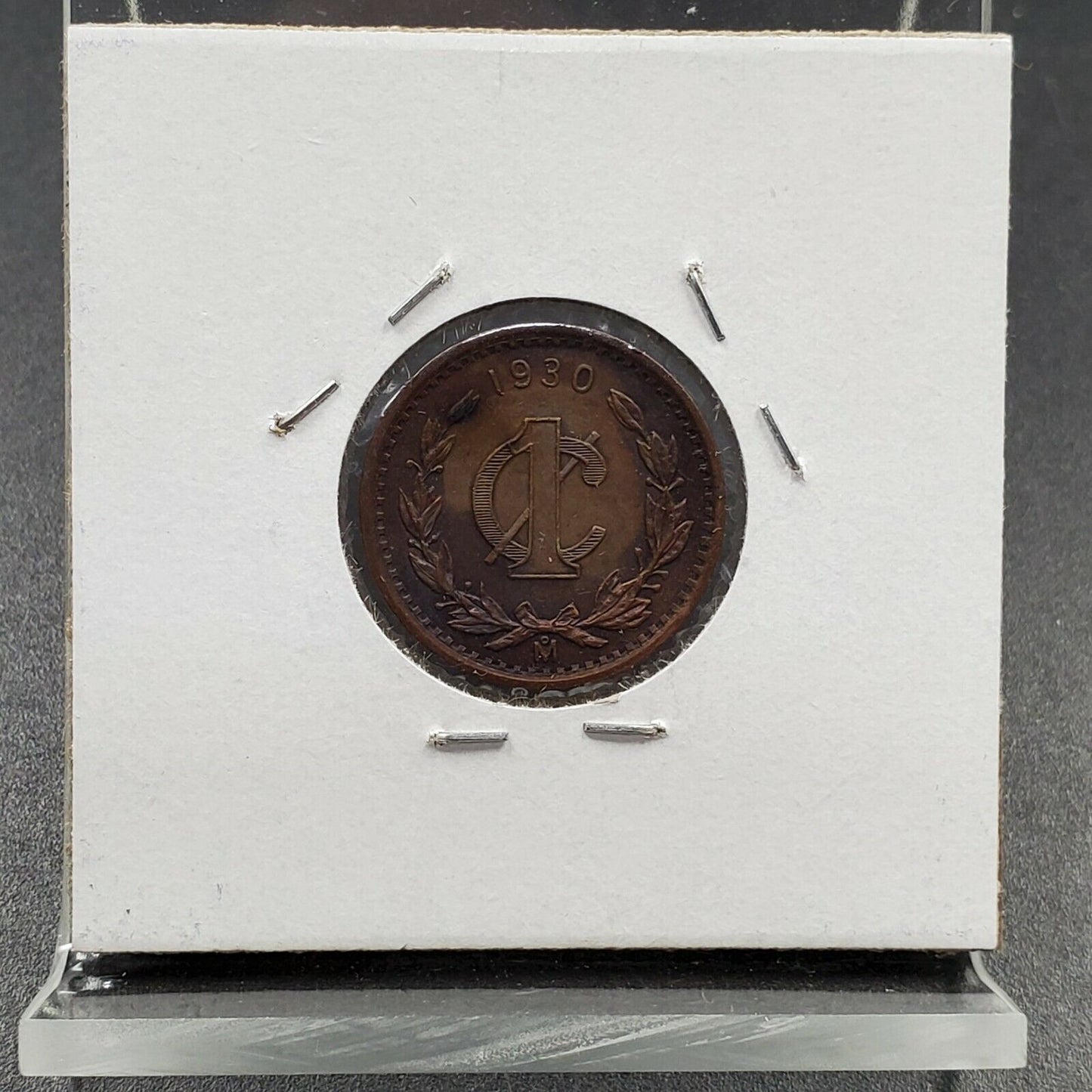 1930 Mexico 1c One Centavo Centavos Coin CHOICE AU ABOUT UNC BROWN