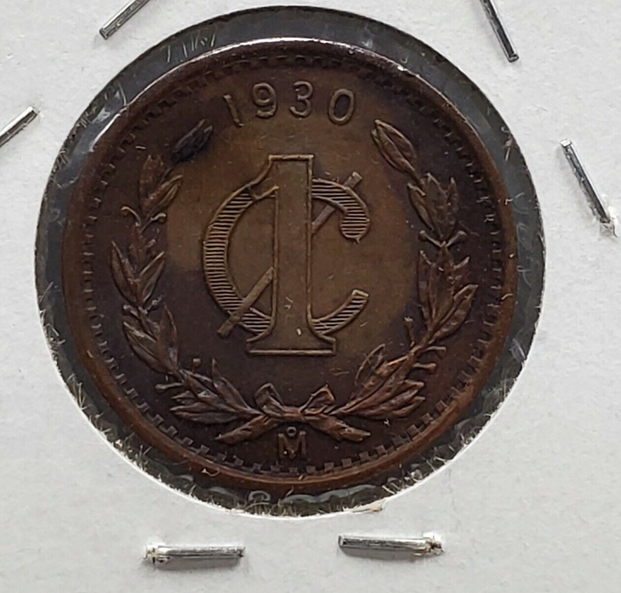 1930 Mexico 1c One Centavo Centavos Coin CHOICE AU ABOUT UNC BROWN
