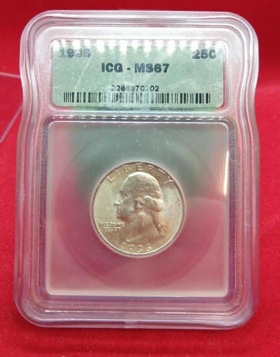 1936 P Washington Silver Quarter Coin ICG MS67 Gem BU MAKE AN OFFER
