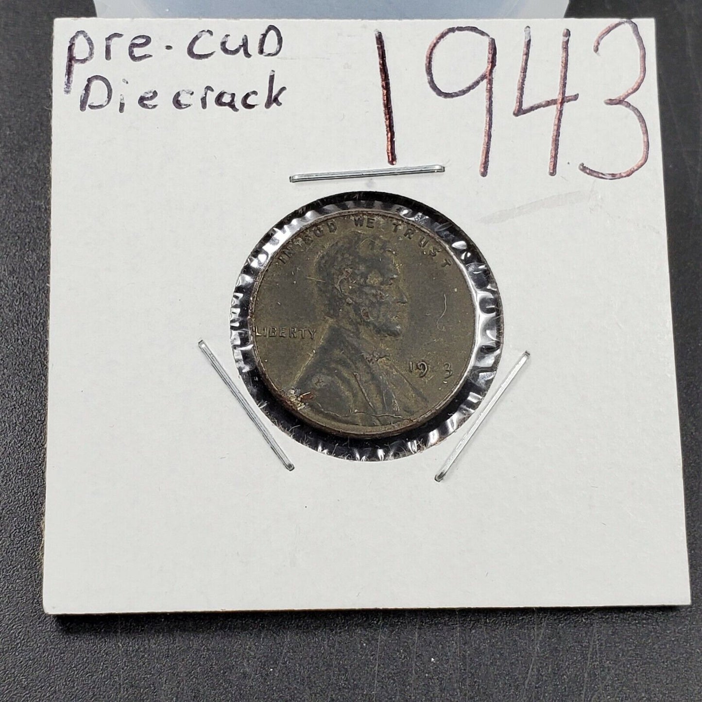 1943 1c Steel Wheat Lincoln Cent Penny Coin Pre Cudd Die Crack Obverse Circ