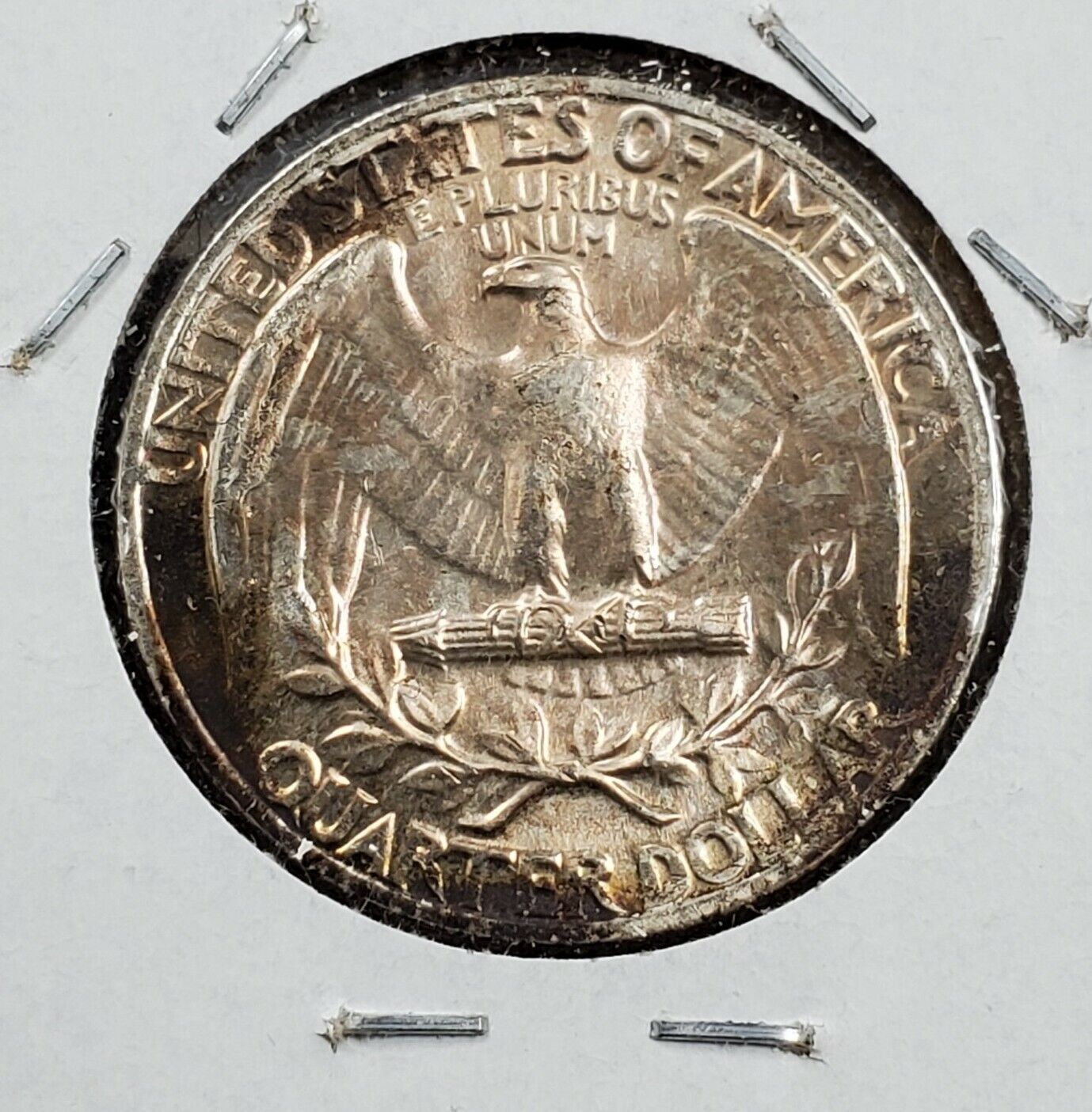 1964 p Washington Silver Quarter Coin BU Uncirculated PQ END of Roll Toning Tone