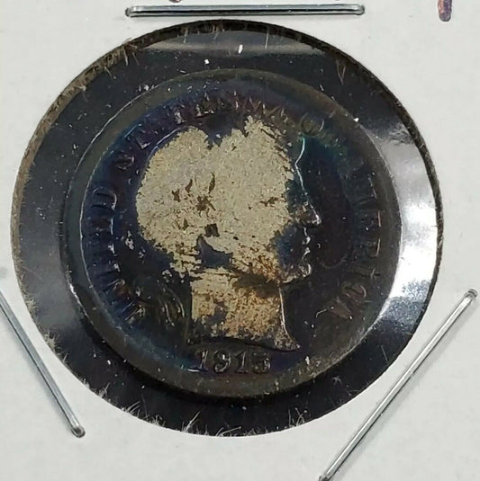 1915 P Barber Silver Dime Coin Choice Circulated PQ ORIGINAL ALBUM TONING