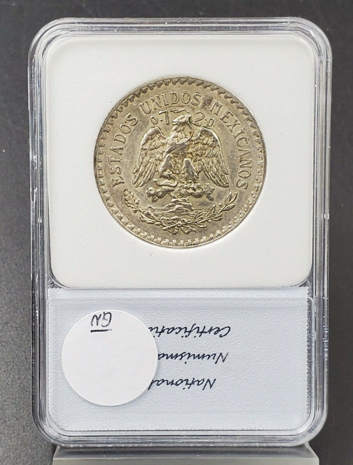 1925 Un Peso Silver Coin Choice AU Mexico National Numismatic Certification