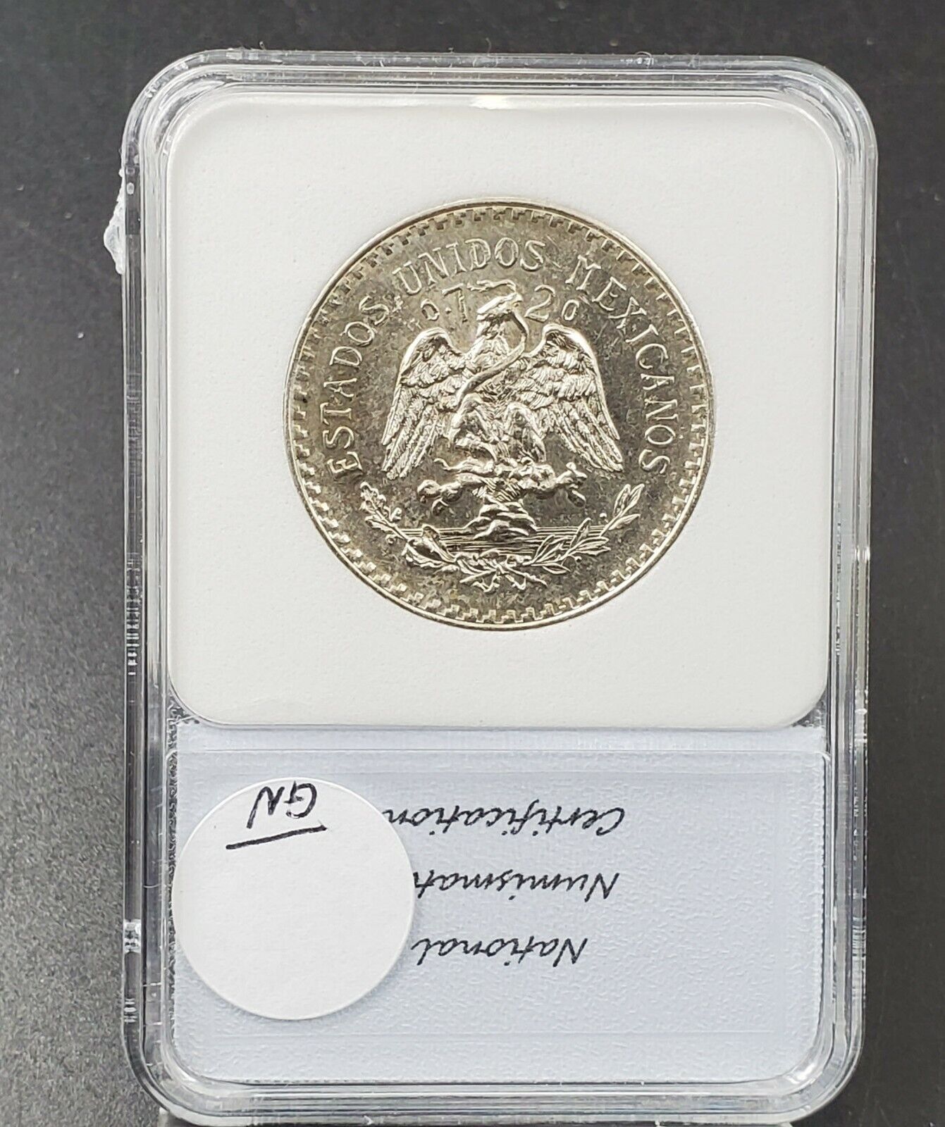 1927 Un Peso Silver Coin Choice BU UNC Mexico National Numismatic Certification