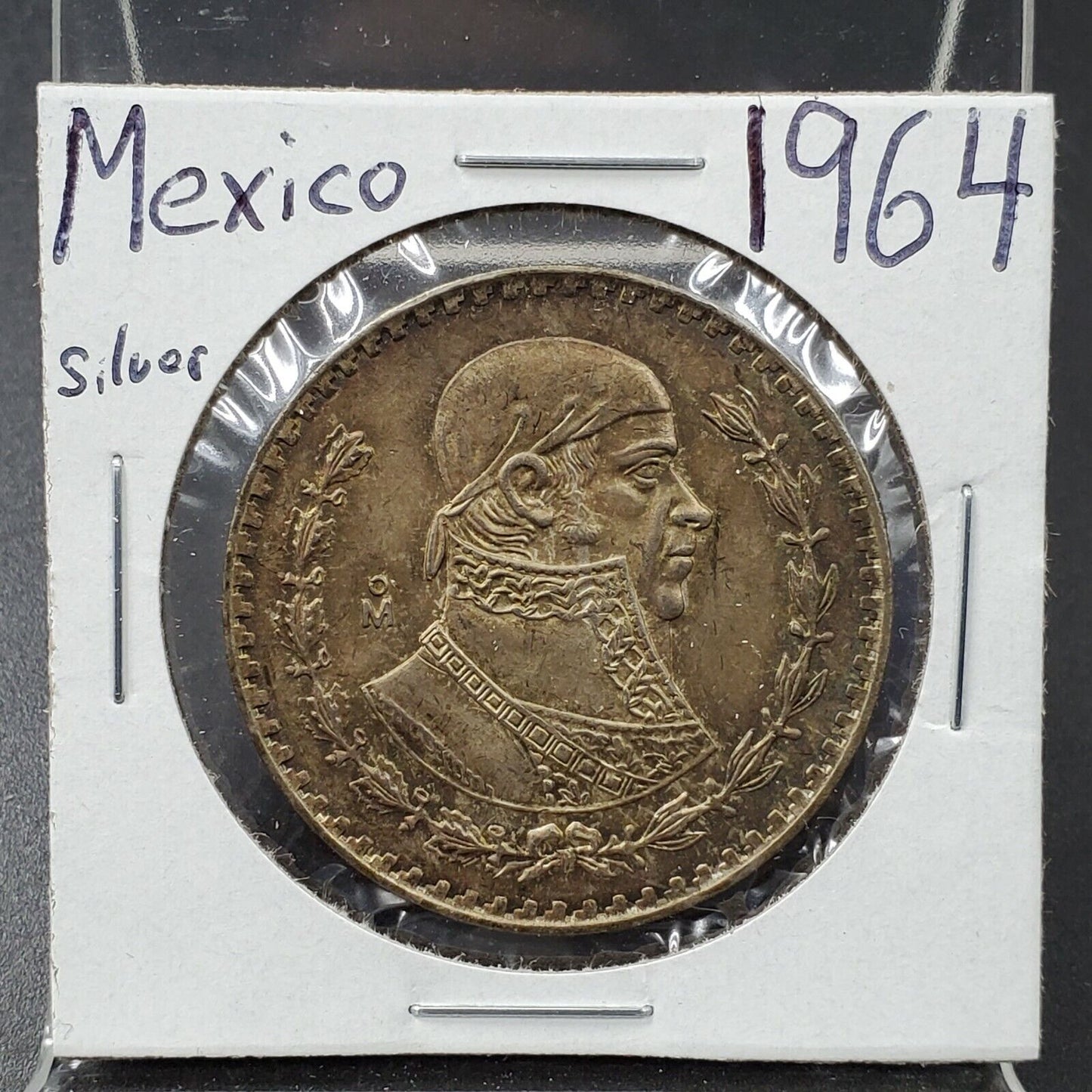 1964 Mo UN 1 Peso Coin PQ BU Uncirculated Mexico Gem Amber Toning PQ Reverse