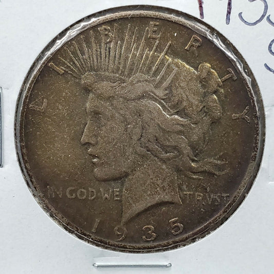 1935 S Peace 90% Silver Eagle Dollar Coin Choice VF VERY Fine PQ Circ Toning OBV