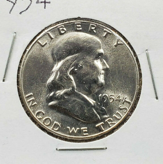 1954 P Franklin Silver Half Dollar Choice / Gem BU UNC Not Much Philly Mint