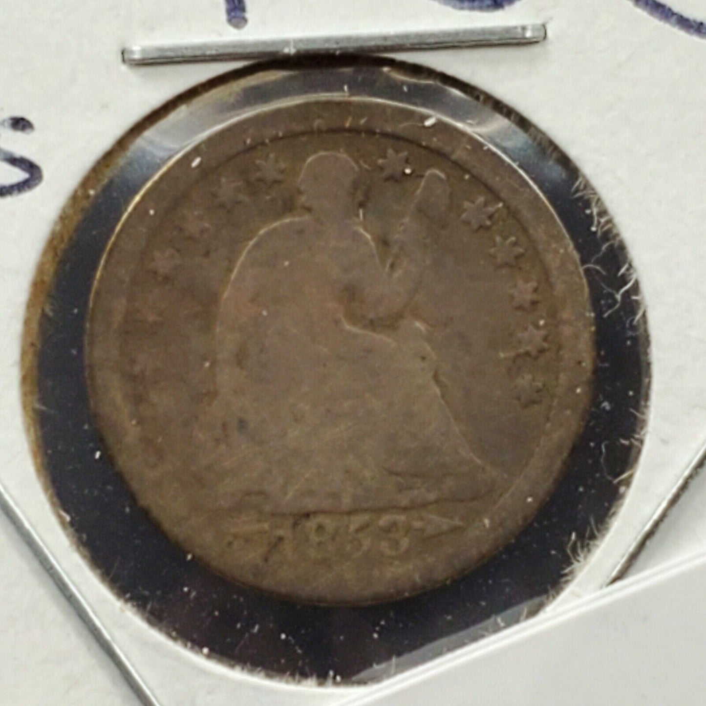 1853 Liberty Seated Half Dime Silver Coin With Arrows Variety AG / Good Circ 2