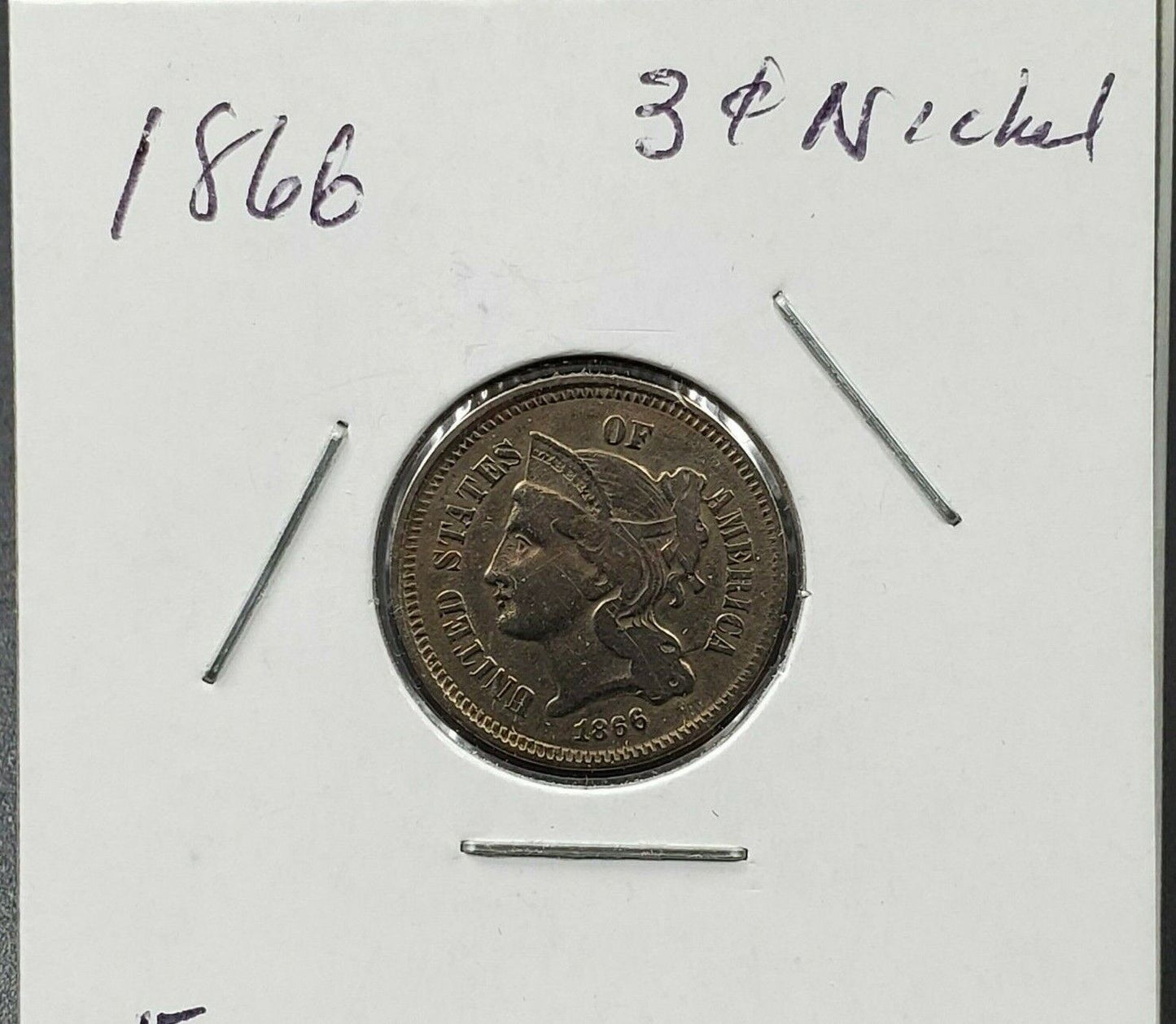 1867 3c Liberty Three Cent Nickel Coin Choice EF XF Extra Fine Circulated
