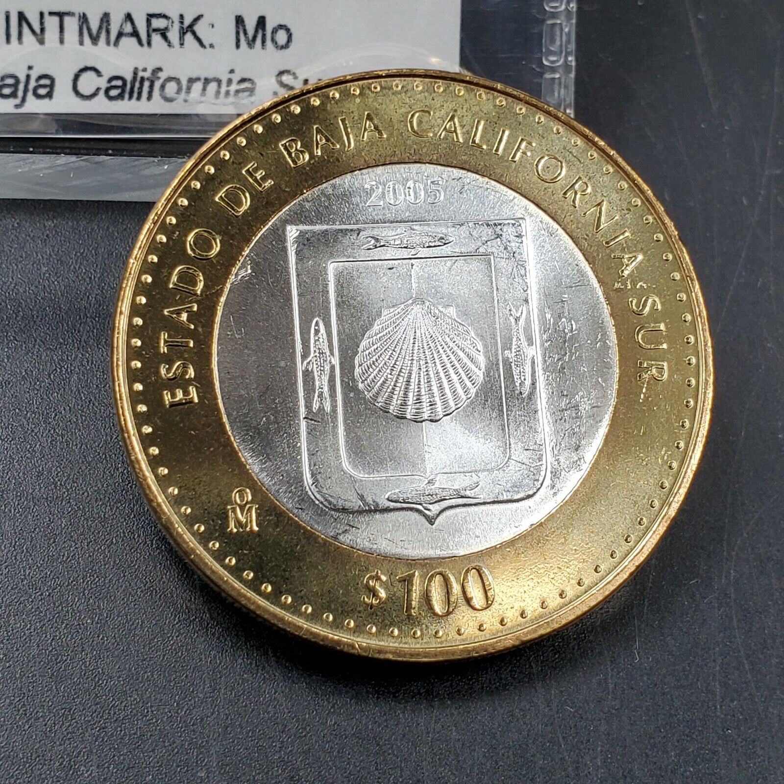 2005 Mexico 100 Pesos Silver Center GEM BU Bimetallic Estado Baja